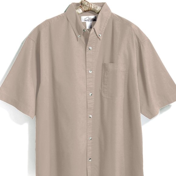 Big and Tall Short Sleeved Twill Shirts tan black - Picture 1 of 3